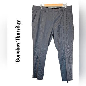 Bonobos Thursday Slim Mens Pants sz 40x32 Small Plaid Grays & Blues Pockets